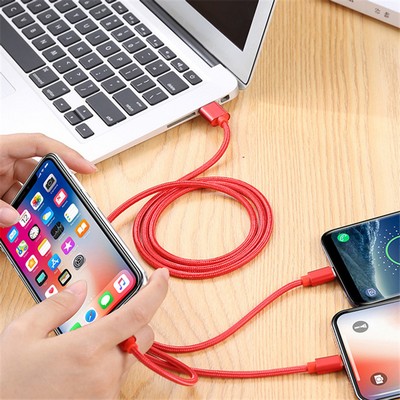 Nylon Woven Braided 3-in-1 Charging Cable