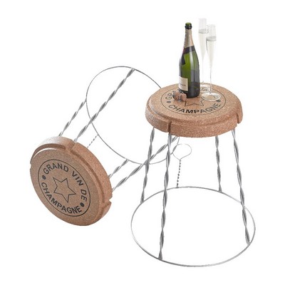 XL Champagne Cork Wire Cage Side Table