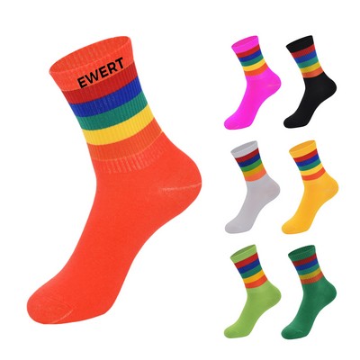 Custom Rainbow Striped Socks