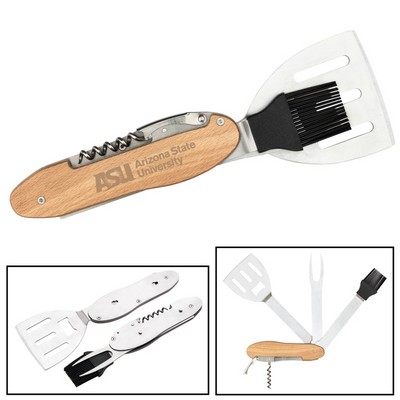 5 Piece BBQ Multi-Tool Spatula Fork Brush