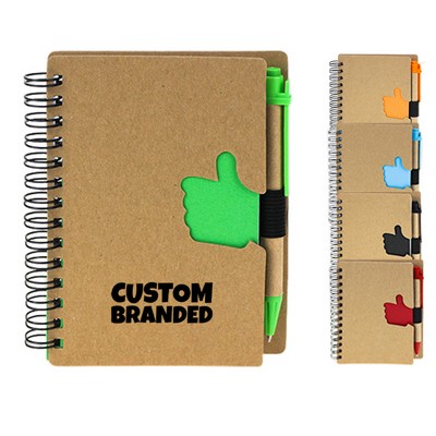 Thumb Up Eco Spiral Notebook W/Pen