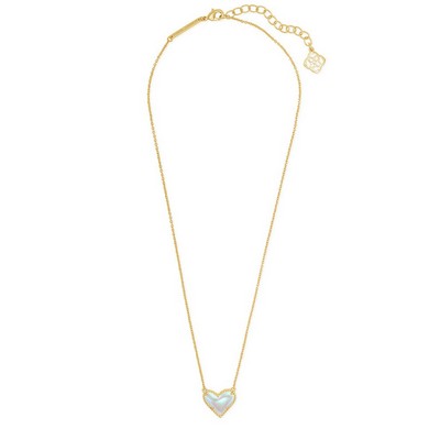 Kendra Scott Ari Heart Gold Pendant Necklace in Dichroic Glass