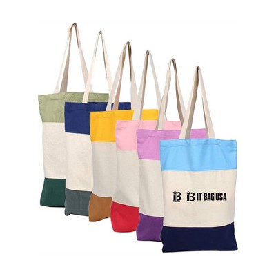 Tri-Color Canvas Shopping Tote Bags