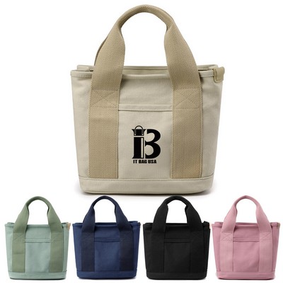 Canvas Small Tote Bag Handbag with Zipper