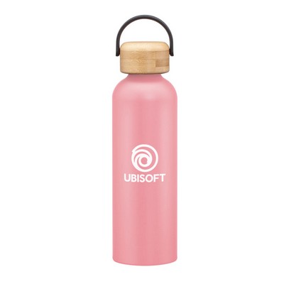 Greenstone Bottle w/Bamboo Twist Lid - 24oz Pink