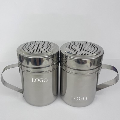 10oz 304 Stainless Steel Dredge Shaker With Handle Spice Dispenser Seasoning Shaker