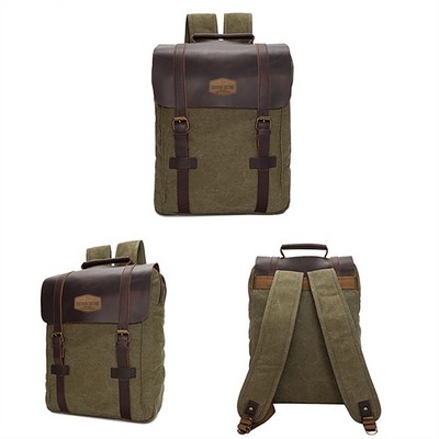 Premium Canvas Leather backpack,Laptop Backpack