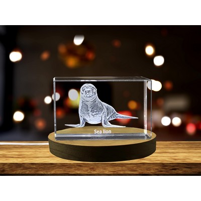 Sea Lion Serenade | 3D Engraved Crystal Keepsake