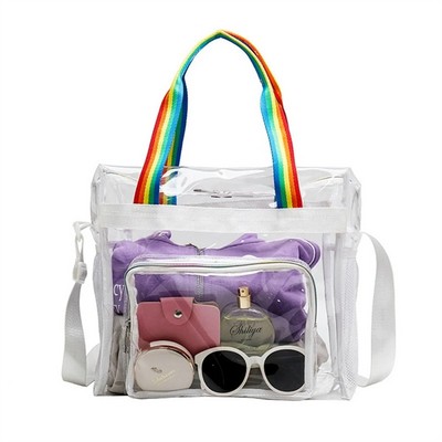 Clear PVC Shoulder Tote Bag - Transparent Daypack