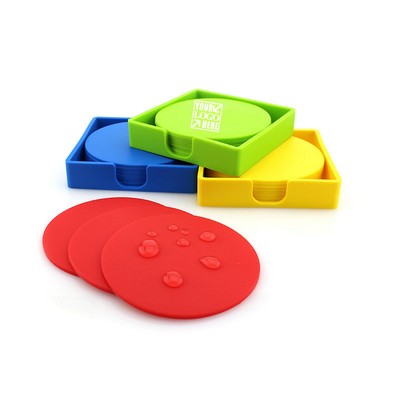 6pcs Silicone Cup Coasters Set with Holder