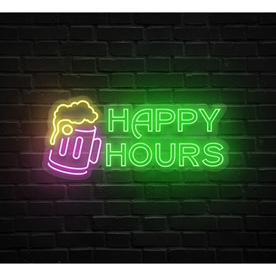 Cheers & Smiles, Happy Hours Neon Sign (67 " x 29 ")