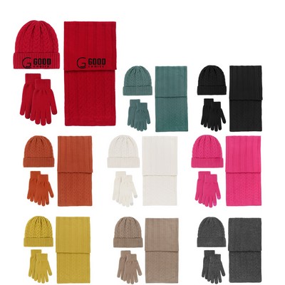 Winter Hats/Touchscreen Gloves/Long Scarfs Set