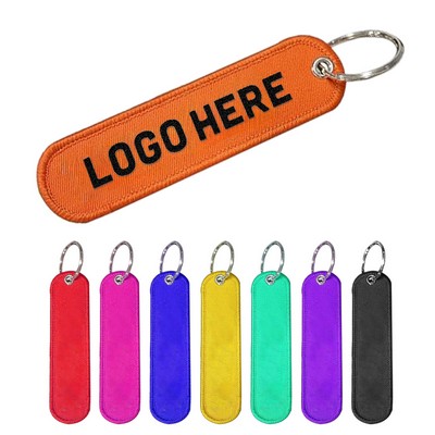 Round Corners Embroidered Keychain Tag