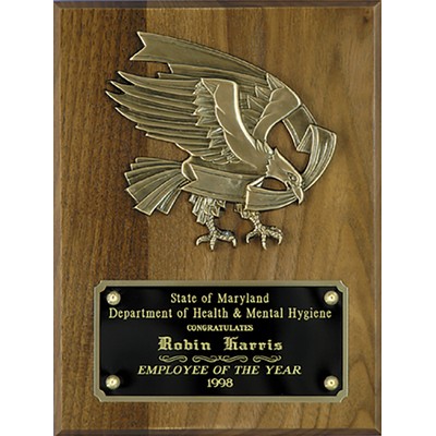 Cast Bronze Eagle Mount on Simulated Walnut Plaque (8"x10")