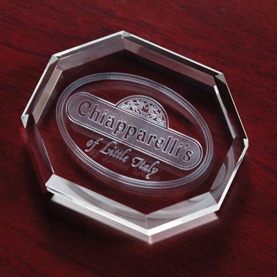 Crystal Beveled Octagon Paperweight Award (3 1/2"x2 7/8"x3/4")