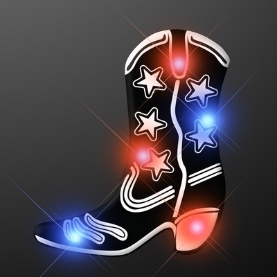 Black Cowboy Boot LED Blinkies Pin - BLANK