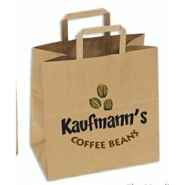 Custom Printed Recycled Kraft Flat Handle Shopping Bag (12"x7"x15-3/4")