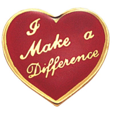 5/8" I Make a Difference Etched Enameled Heart Award Pin