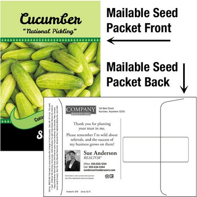 Cucumber Seeds / Mailable Seed Packet - Custom Printed Back