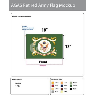 Army Retired Flags 12x18 inch