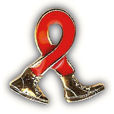 Awareness Ribbon with Walking Shoes Pin