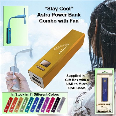 Gold 1800 mAh Astra Power Bank Combo w/Fan