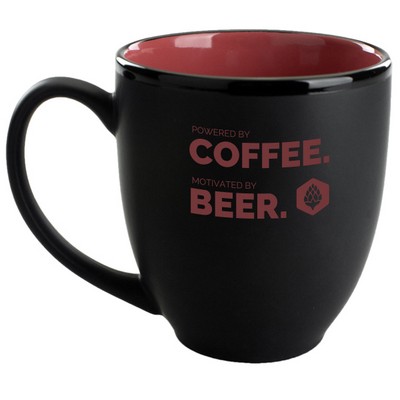 16 Oz. Hilo Bistro Mug (Matte Black/Coral)