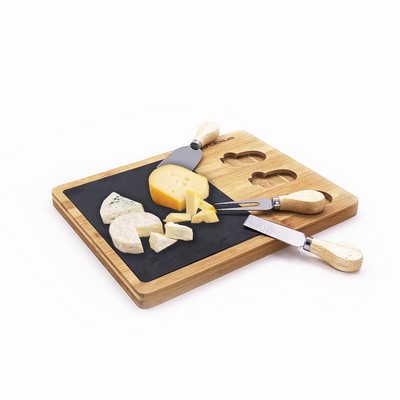 Bamboo/Slate Cheese Board and Tool Set