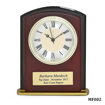 Mahogany Finish Square Arch Clock, 5-1/2"W x 6-1/2"H