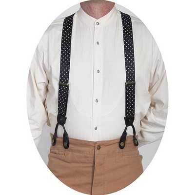 Men's Elastic White Dot Suspenders