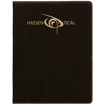 Black-Gold 7" x 9" Portfolio with Notepad, Laserable Leatherette