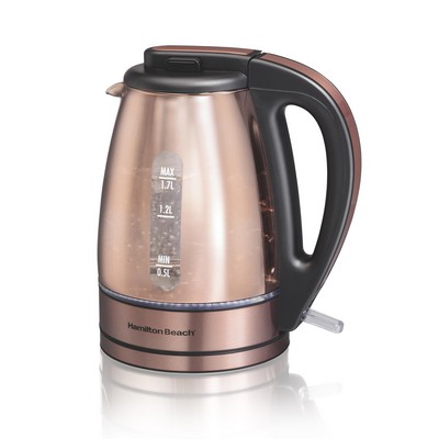 Hamilton Beach® 1.7 L Glass & Stainless Steel Kettle w/Copper Finish