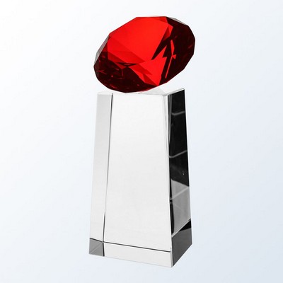 Red Diamond Slant Optic Crystal Award - Medium