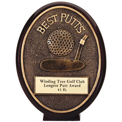 5½" Antique Gold Oval Best Putt Golf Award