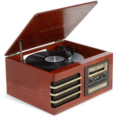 Victrola Wooden Music Center, Bluetooth Out, Improved Platter (Ellington), Mahogany