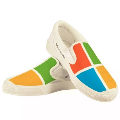 White Slip On Shoes with full color printing