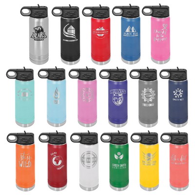 Polar Camel 20 Oz. Stainless Steel Water Bottle with Screw On Flip Top Lid Laser Engraved