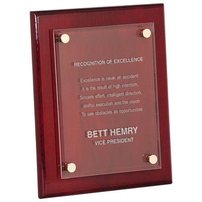 Rosewood Piano Finish Floating Glass Plaque, 8 x 10"