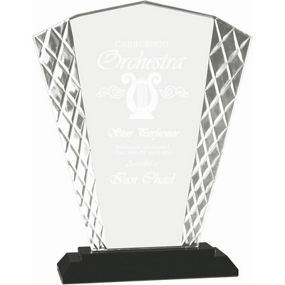 8" Fan Accent Glass Award w/Black Base