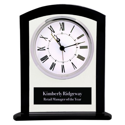 6.25" Black and Clear Square Arch Glass Clock