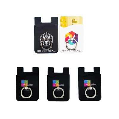 Silicone Card Keeper Phone Wallet Credit Card ID Card Holder with Ring Stand