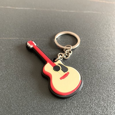 Silicone Folk Guitar Keychain