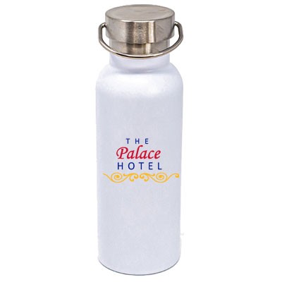 17 Oz. Caribe White Vacuum Insulated Steel Double Wall Bottle with Brushed Lid and Handle