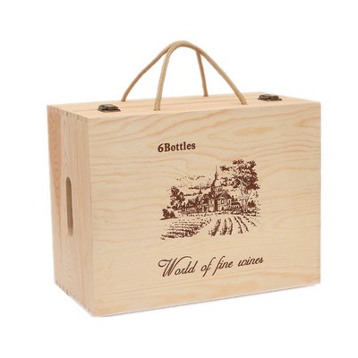 Dual Layer 6 Bottle Wooden Wine Box