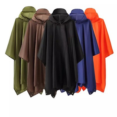 Hooded Rain Poncho Waterproof Raincoat Jacket