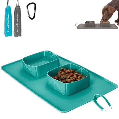 Portable Dual Pet Treat Bowl Food Tray