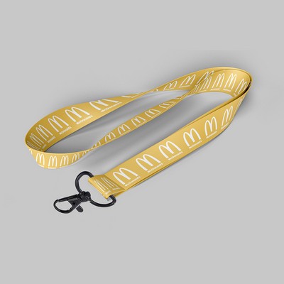 1/2" Yellow custom lanyard printed with company logo with Metal Black Hook attachment 0.50"