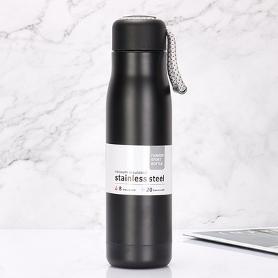 500ML Double wall vacuum Fashion sport water bottle gym Lifting rope design