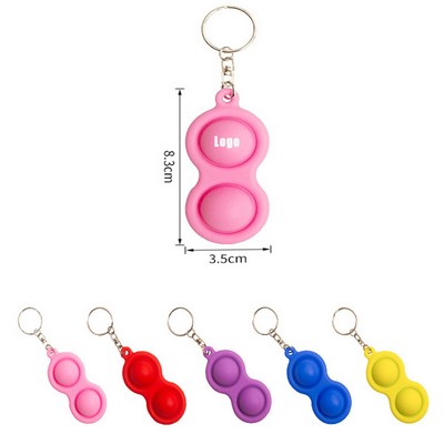 2 Bubbles Pop Push Silicone Keychain