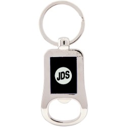 2 1/8" Silver/Black Laserable Bottle Opener Keychain